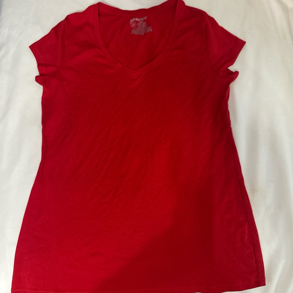 Women's Red V-Neck Top